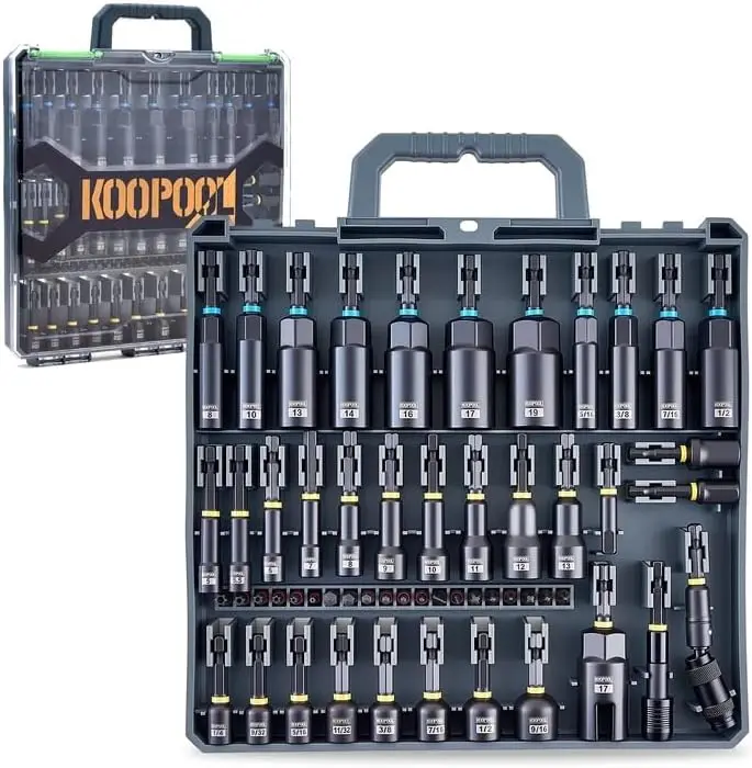 

Набор магнитных ударных насадок для гайковерта из 55 предметов с торцевыми головками, адаптерами, удлинителями и кейсом для дрелей и гаечных ключей