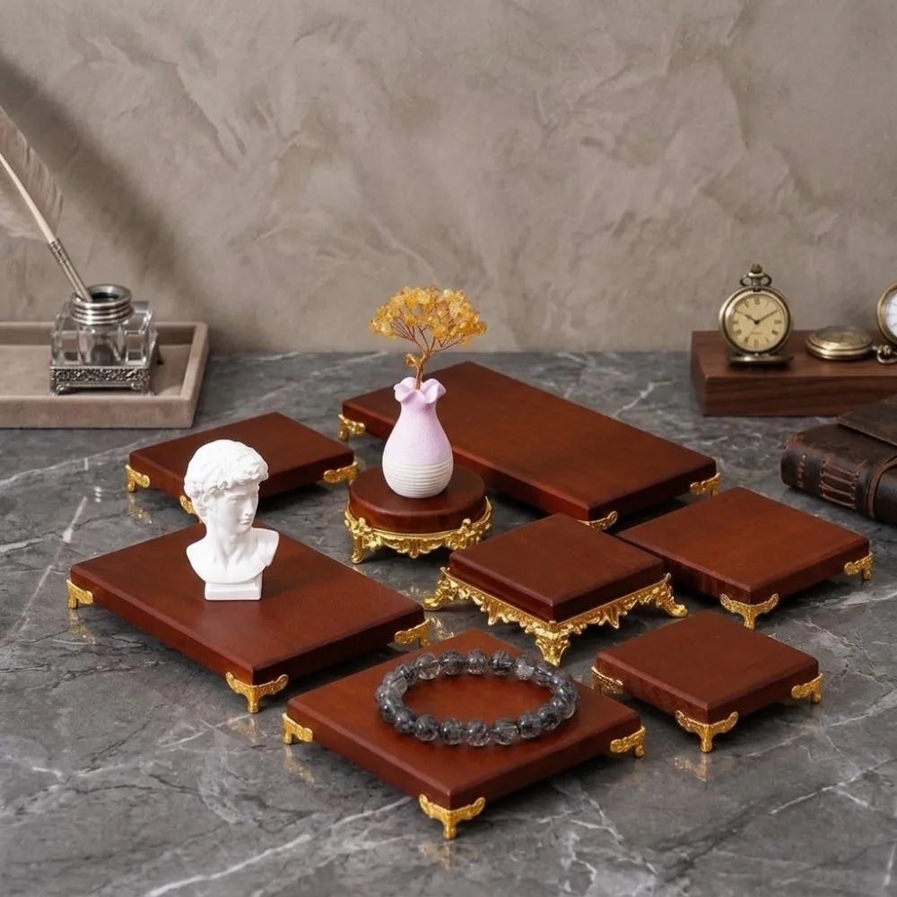 Premium Square Wooden Craft Base Elegant Compact Figure Pedestal Stand Durable Simple Wooden Decorative Base Indoor