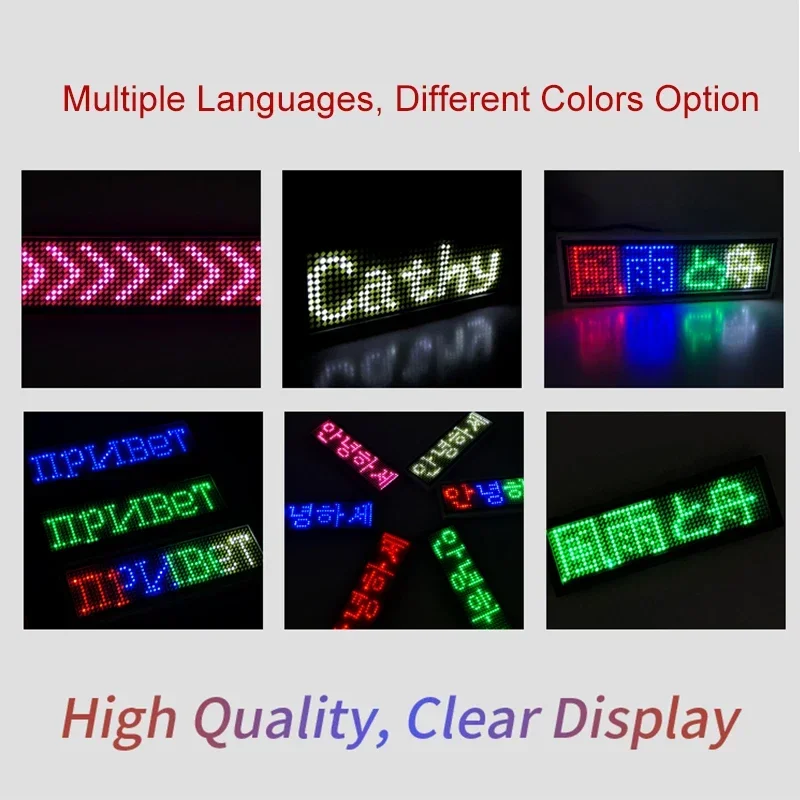 New DIY Programmable Scrolling Message Bluetooth Led Digital Badge Rechargeable Multiple Languages Durable LED Badge Sign Module