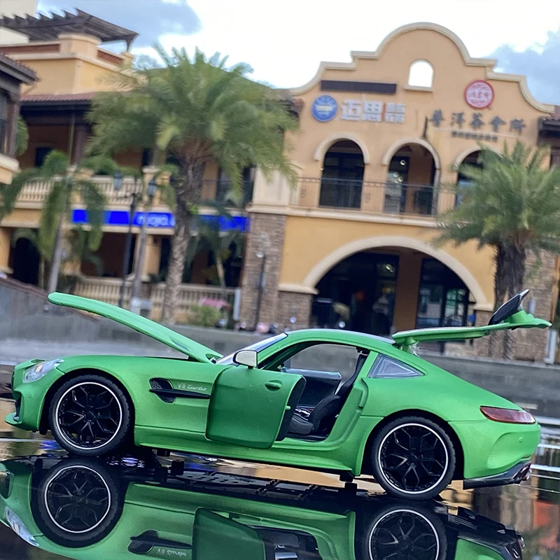 1:24 Mercedes Benz AMG GTR ruedas de vehículo modelo de Metal Diecast coche deportivo simulación tirar hacia atrás juguete colección para regalos