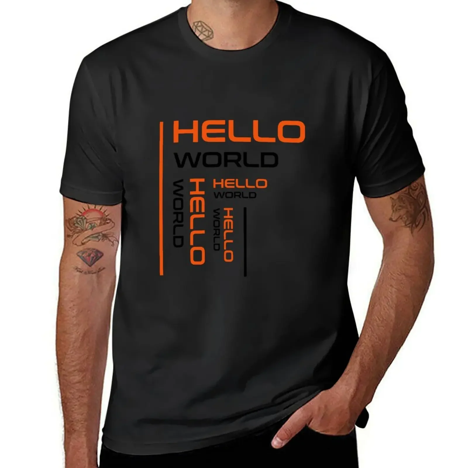 

Hello World Design T-Shirt vintage anime shirt Short sleeve tee animal prinfor boys tees plain white t shirts men
