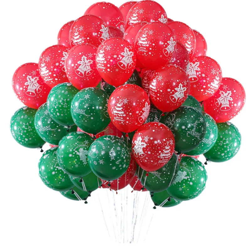 10Pcs Christmas Print Old Man Snow Christmas Tree Holiday Decorative Balloon Christmas Decorative Latex Balloon