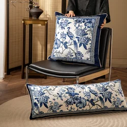 Big Size Cushion Cover Blue White Porcelain Print Throw Pillow Case Square Velvet Pillowcase Luxury Designer Home Decor 65x65cm