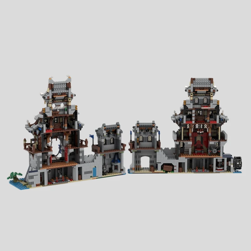 3684PCS MOC-238105 Pferd Krieger Burg Mittelalterlichen Stadt Architektur Modell Bausteine Ziegel Montage Spielzeug Kinder Erwachsene Geschenk