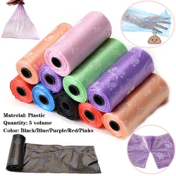 5 Roll With Claw Mark Pet Dog Collector Garbage Poop Bag Disposable Puppy Cat  Pooper Bag Small Rolls Outdoor Clean Pets Supplie