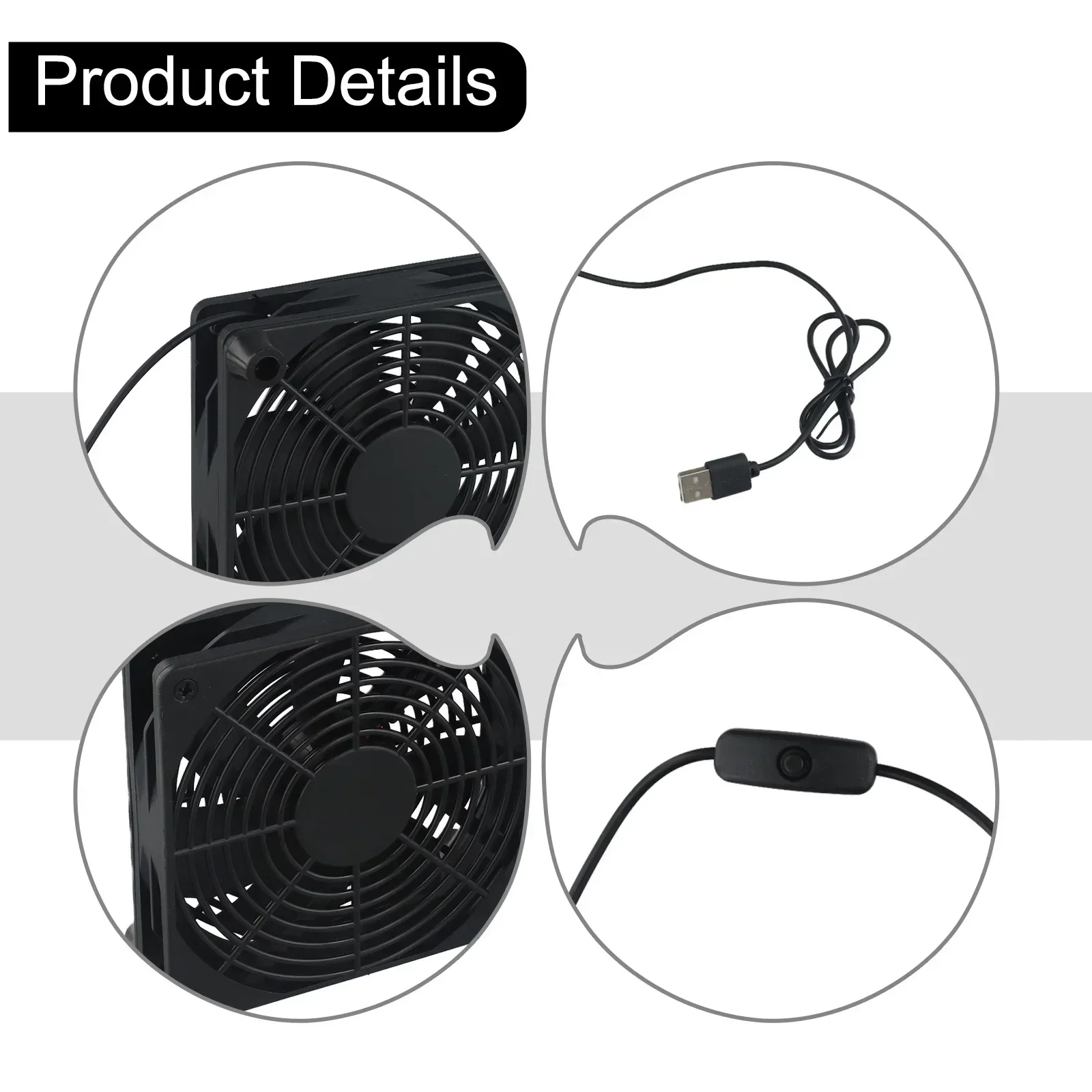 120mm 5V USB Powered PC Router Fan 56CFM 12*12*4cm 1400rpm ABS USB Interface For Laptops Routers Home Furnishing Accessories