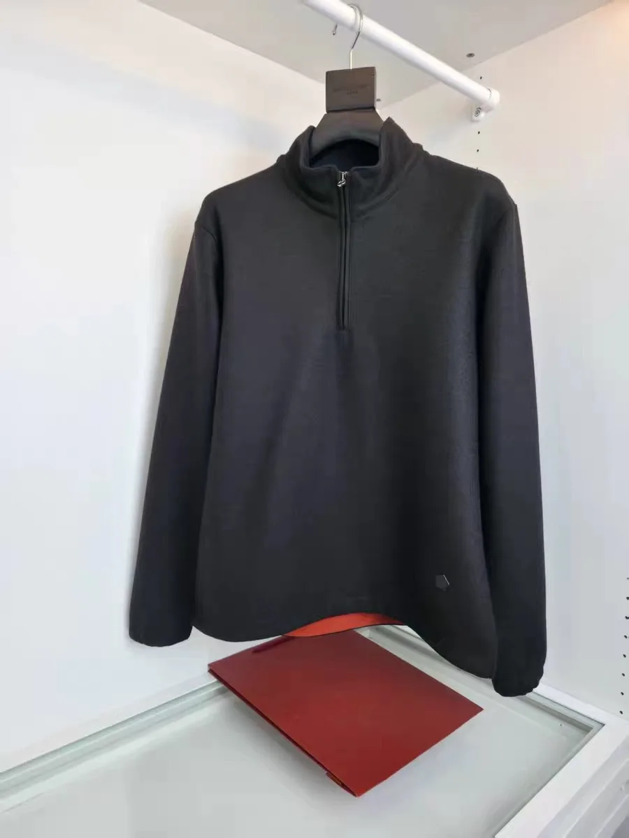 

Italian Sle High End Men's Woolen Zipper Hooded Sweater f High Collar Warmth Autumn Winter Faion Stand Fit MHTO