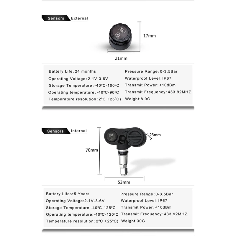 TPMS Solar Power Intelligent Wireless 4 Tire Smart Car Pressure Monitor System Accessories For Car