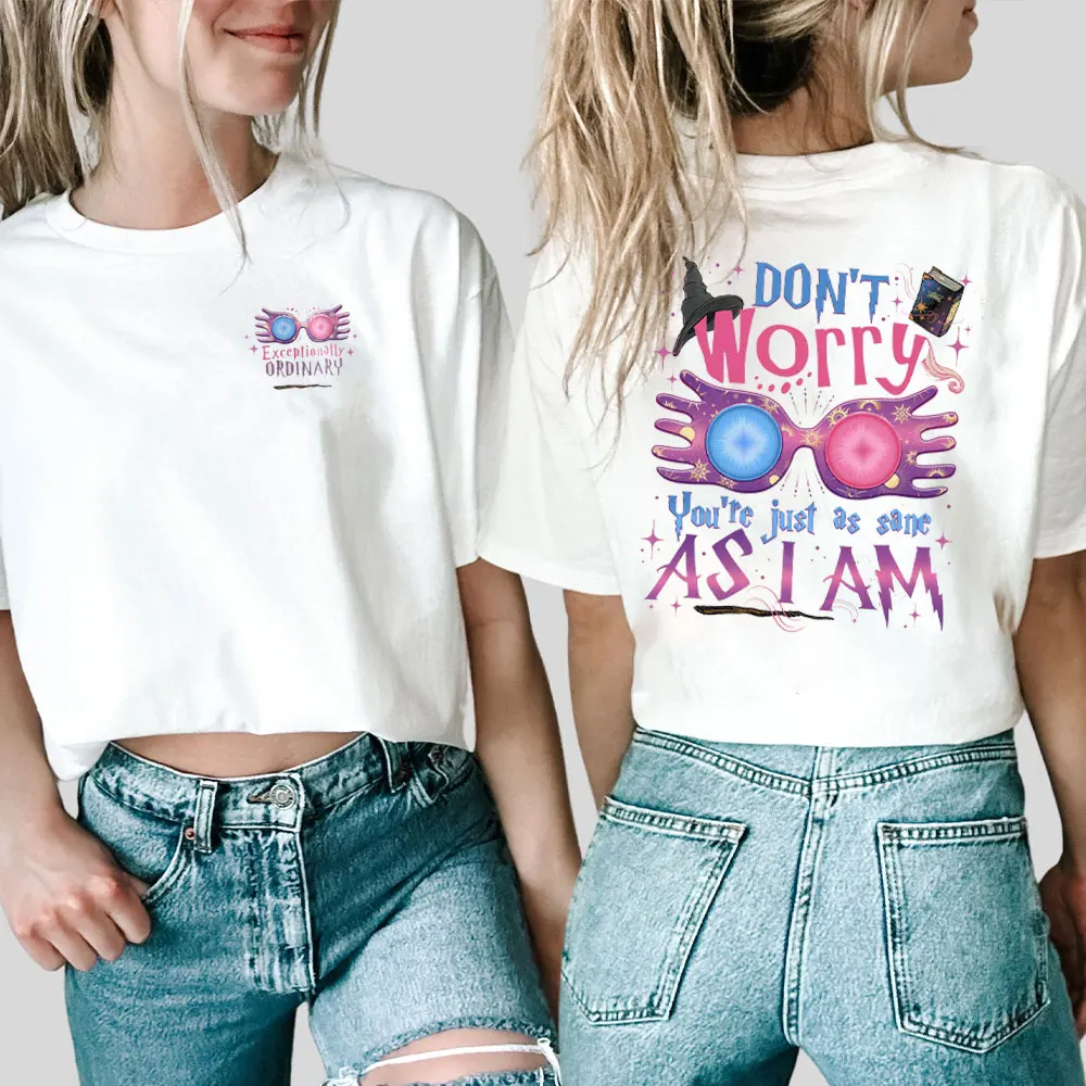 Camiseta con estampado "Just As Sane As I Am" para hombre y mujer, camisa con estampado de HP, Vintage, Luna, ropa de calle, camisas de mago, vacaciones familiares, Tops de manga corta Unisex