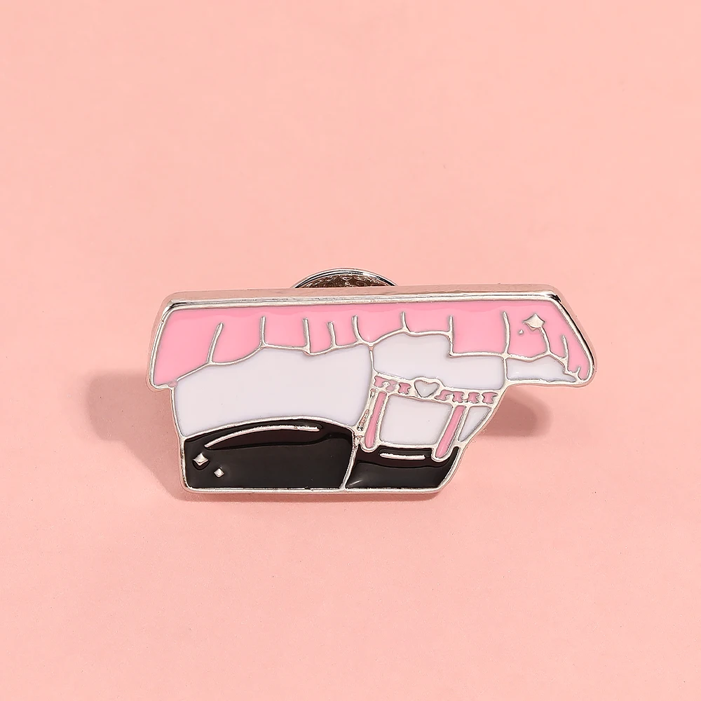Pretty Pink Short Skirt Pins Black Suspender Socks Enamel Brooches For Women Girls Gift Cheap Jewelry Wholesale
