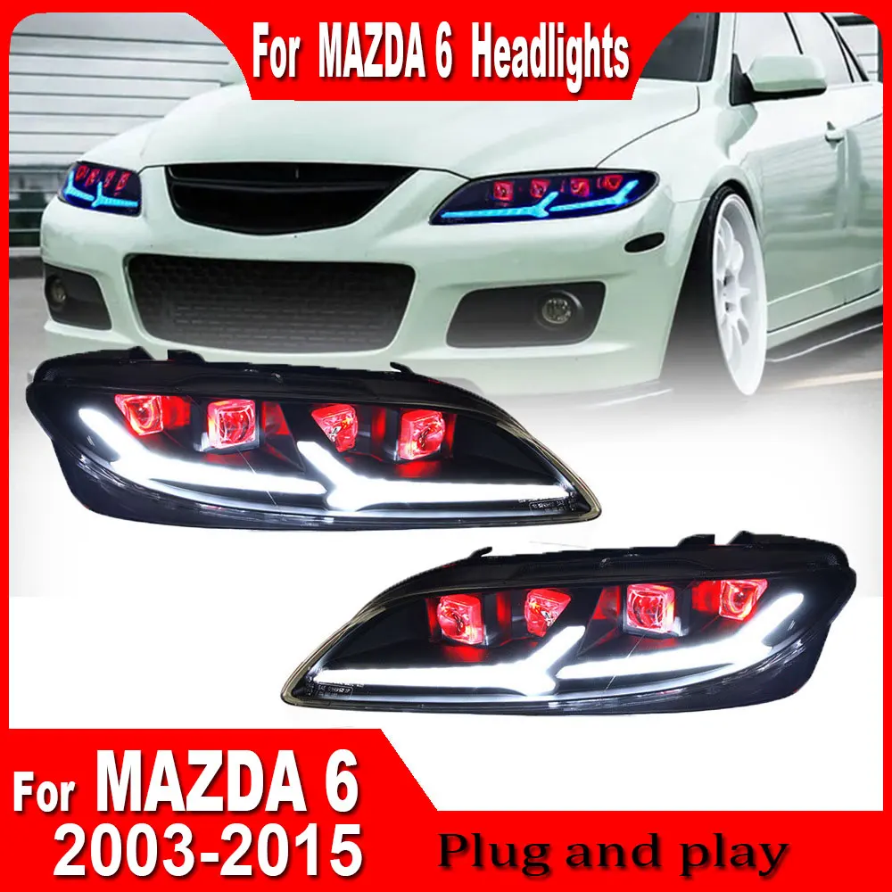 Car LED Lights for Mazda 6 Atenza LED Headlight 2004-2015 Mazda 6 Head Lamp Drl Projector Lens Auto Accessories Plug and play