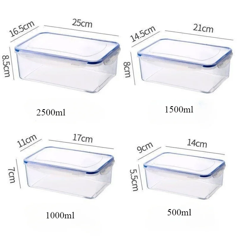 Sealed rectangular refrigerator storage box with lid Plastic crisper microwave heating lunch box with lid office workers