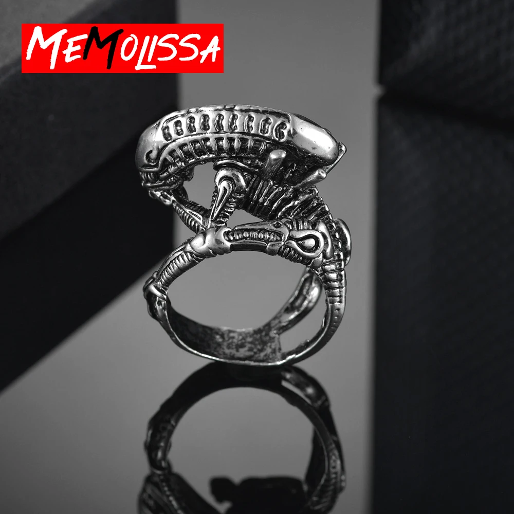 Gothic Skull Biker Ring Jewelry Classic Gothic Motor Biker Skull Rings for Women/Men Alien Predator Ring anillos mujer bague