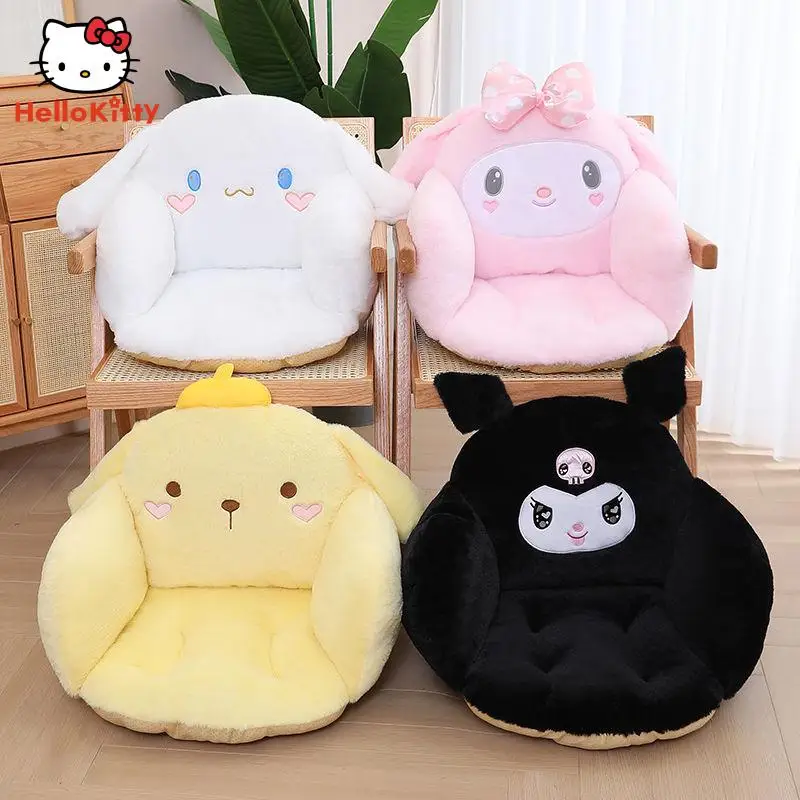 Kawaii Sanrio Plush New Thickened Cushion with Backrest One Anime Kuromi Hello Kitty Cinnamoroll Cartoon Sofa Chair Dormitory