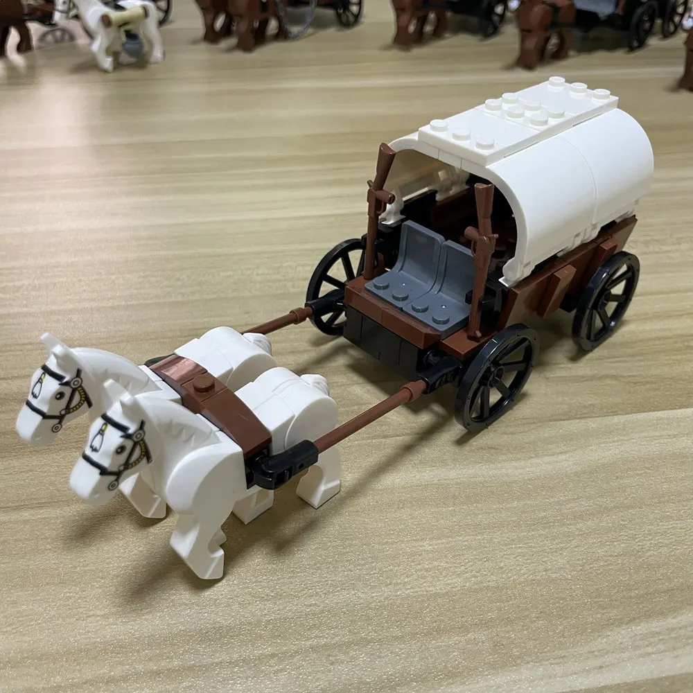 City Creativity Middle Ages Western Carriage Model Building Blocks Bricks Toys For Kids New Year\'S Gift