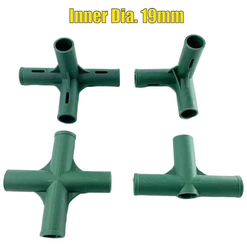 19MM Gardening Plastic Wrap Joint Tube Plug In Parts Greenhouse DIY 3Ways 4Ways Connector Bracket Frame Installation Accessories