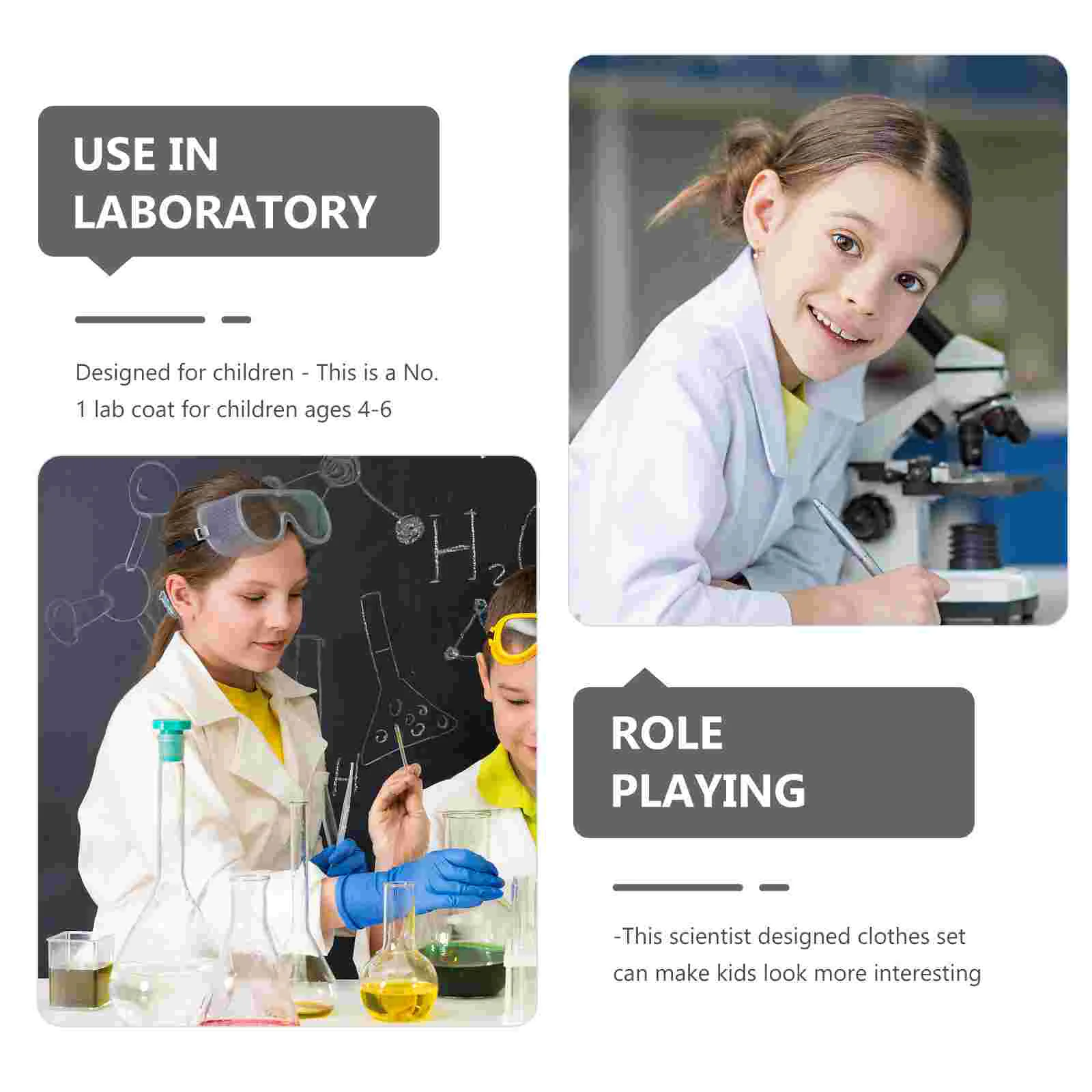 Ragazza Halloween Decorativa Camice da laboratorio per bambini Costume in poliestere bianco Lavabile Scienziato Vestiti Ragazzi Trench per bambini