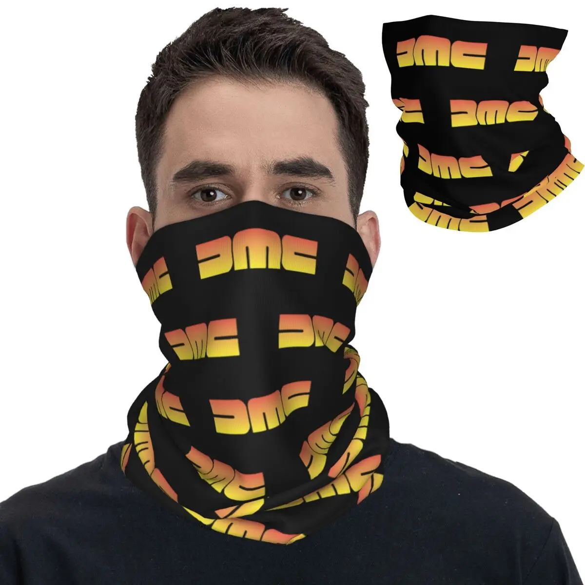 DMC Logo Bandana Neck Cover Printed Delorean-Motor Company Face Scarf Multifunctional Headwear Riding for Men Women Adult Winter