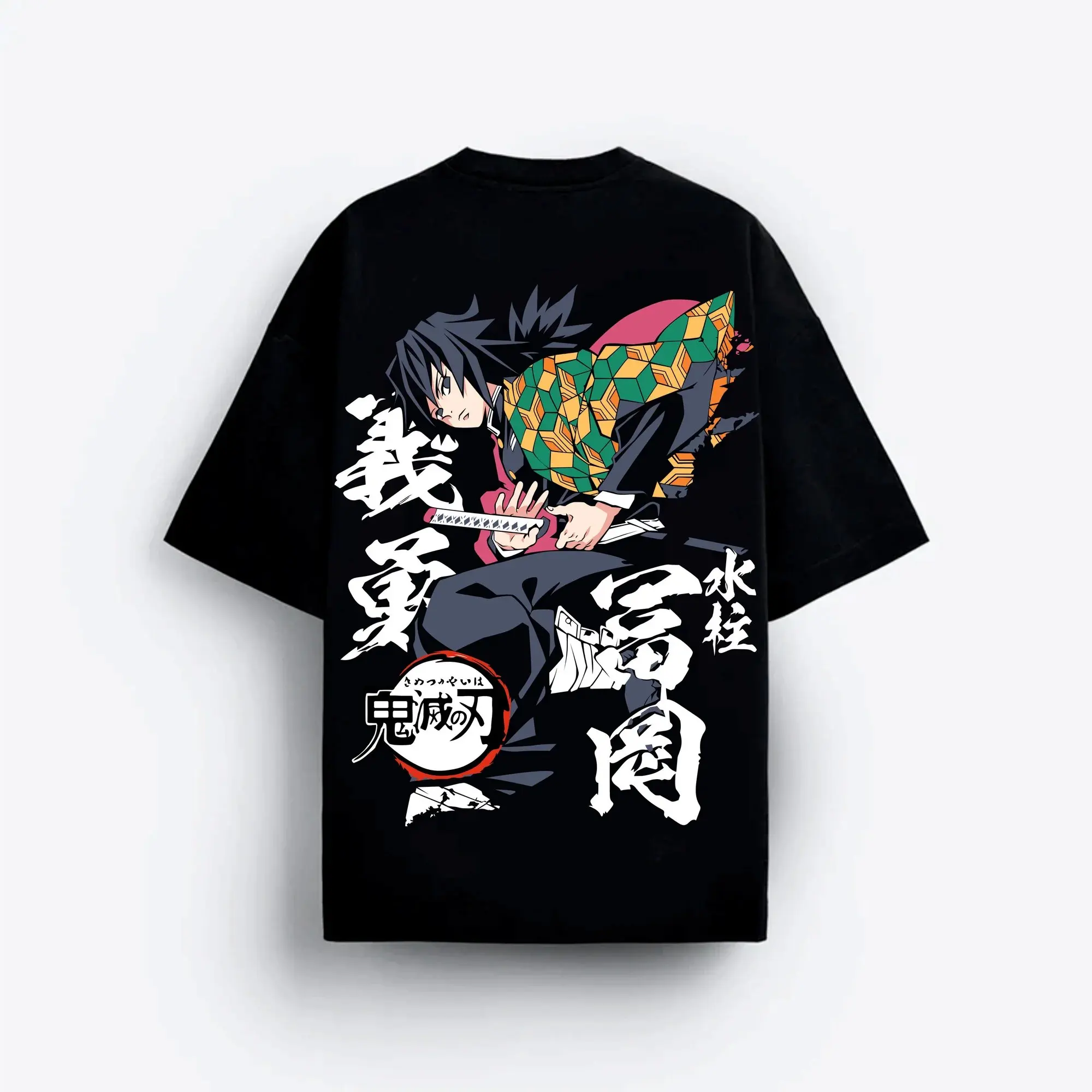 Demon Slayer Giyu Tomioka Anime T-shirt Mannen Vrouwen Katoen Korte Mouw Tee Nieuwe Zomer Streetwear Grafische Print Casual Top Cosplay