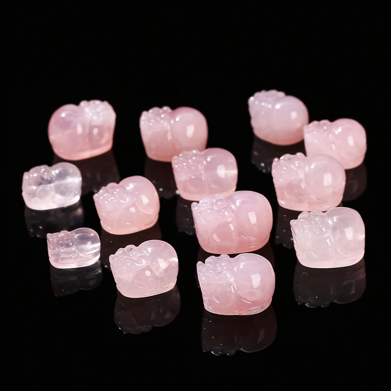 1 Pc Natural Stone Pink Quartz Carved Pixiu Bead With Hole Brave Wealth Pendant For Jewelry Making Diy Necklace Bracelet Supply