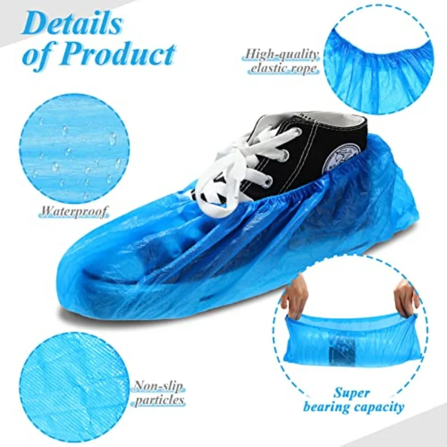 Vabean 1000 Pcs Disposable Shoe Covers Boot Cover Waterproof Nonslip Shoe Protector Covers for Indoor Carpet Floor Workplace Pr