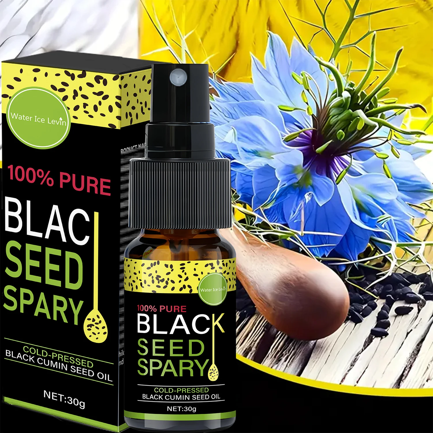 100% Pure Black Seed Oil Spray - Cold-Pressed Hair Treatment, Deep Nourishment, Frizz Control, Winter Shine Care view 2