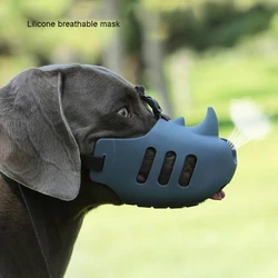 Pet dog muzzle silicone pet muzzle anti-biting, barking, and eating rhinoceros-shaped medium and large dog muzzle