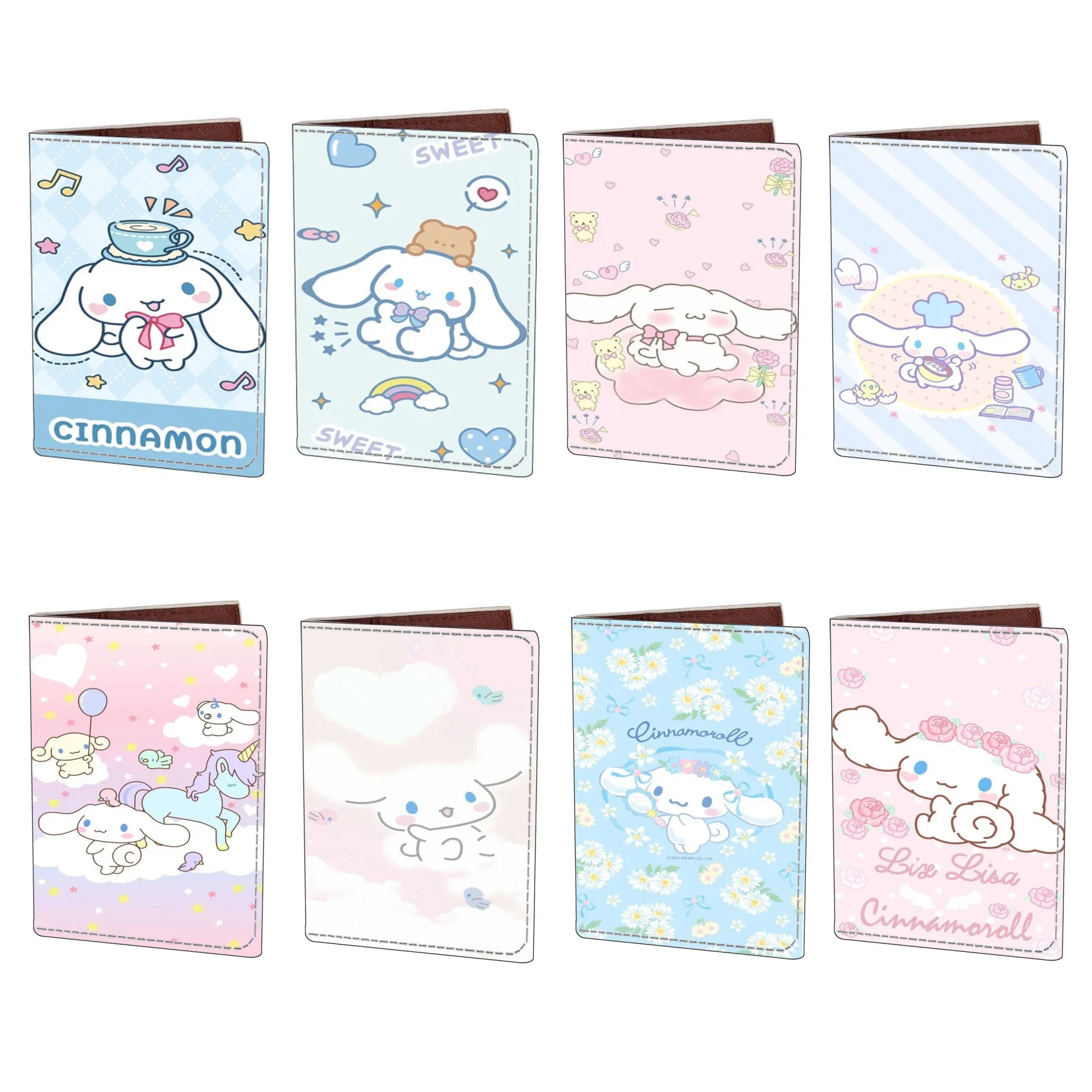 Sanrios Cinnamoroll kawaii Anime Cartoon PU Leather RFID Passport Cover Travel ID Credit Card Holder Packet Wallet Purse Bags