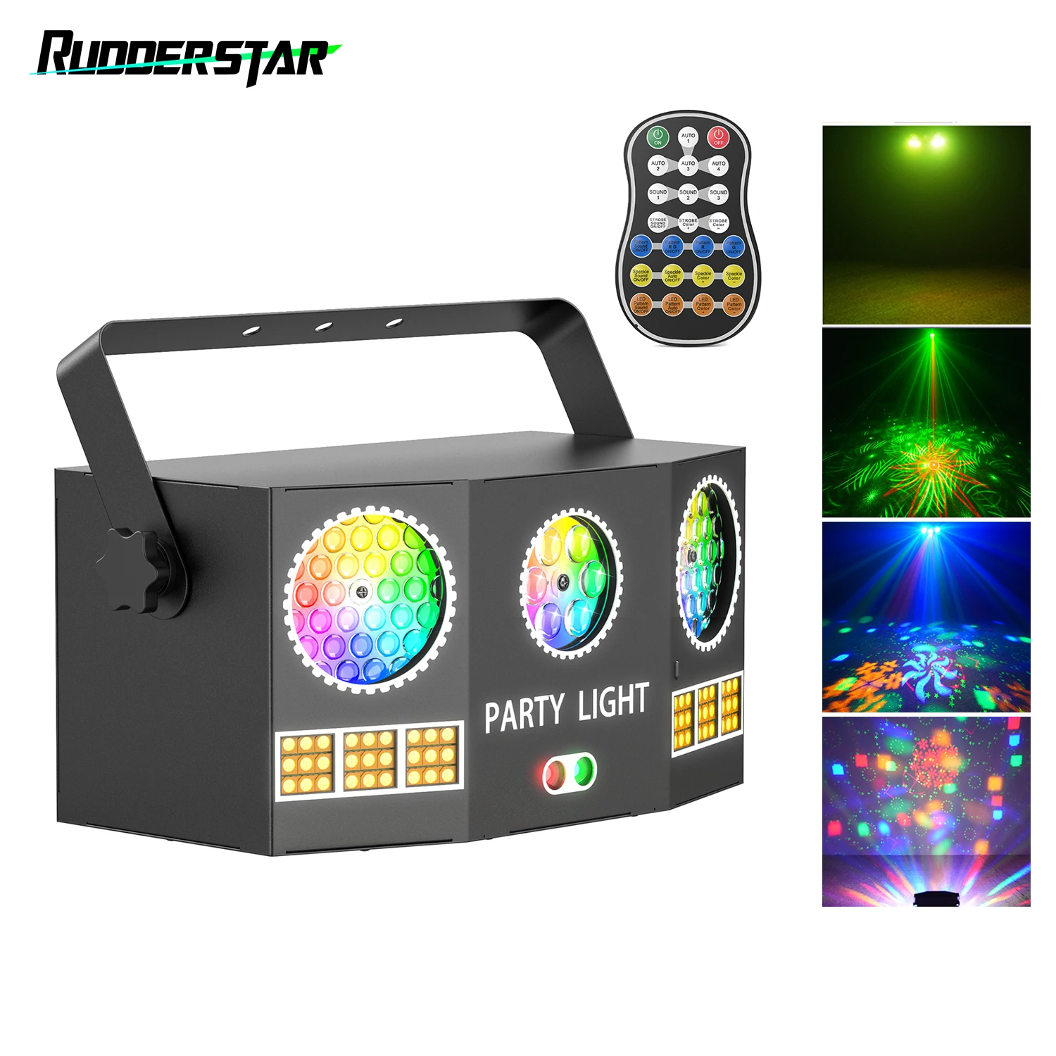 

36W 4-in-1 R/G/B/Y Magic Ball DJ Effect Light Red&Green Patterns Lights Remote Control for Stage Disco Party Bar Club Wedding