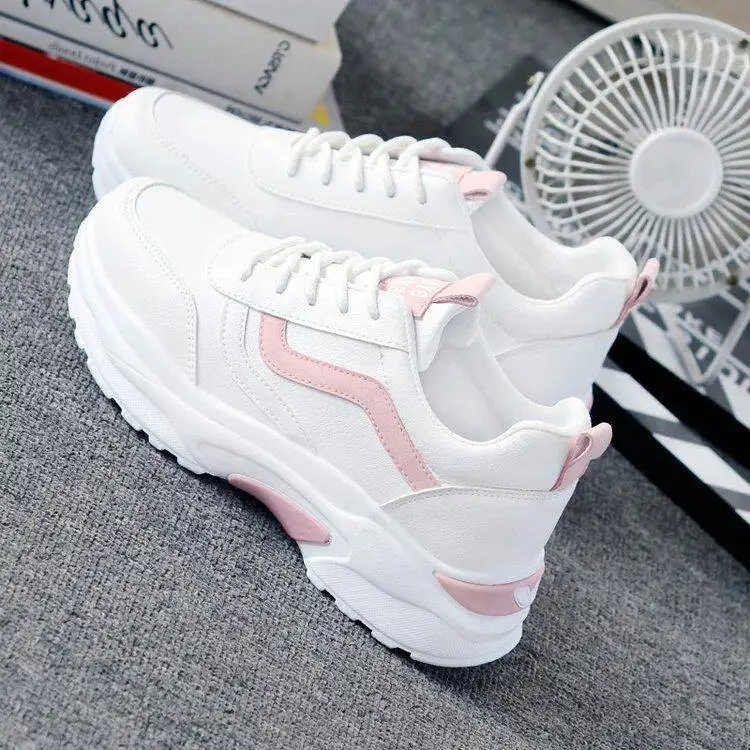 

White Candy Dad Shoes Women's Sweet Autumn New Casual Thick Bottom Fashion Lady Sports Shoes round Toe Flat Heel Rubber ...