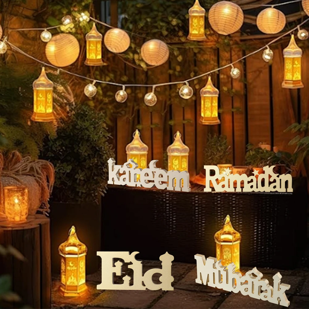 Ramadan Bismillah Ornaments Gold Letter Sign Eid Mubarak Table Home Decor Islamic Ramadan Gift Muslim Eid Al-Fitr Party Supplies