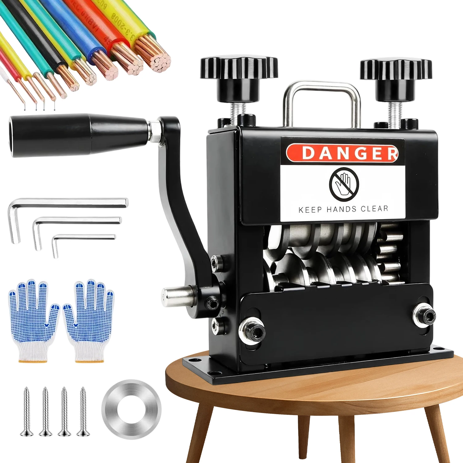 Dénudeur de fils, dénudeur de câbles professionnel avec déflecteur semi-enveloppé, poignée supérieure confortable, structure pratique et ergonomique pour un travail de dénudage rapide et sûr.