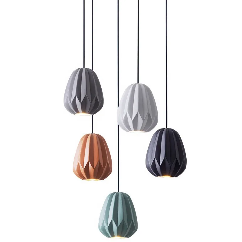Simple and modern creative resin bedroom bedside papaya chandelier, three-head bar dining room restaurant light