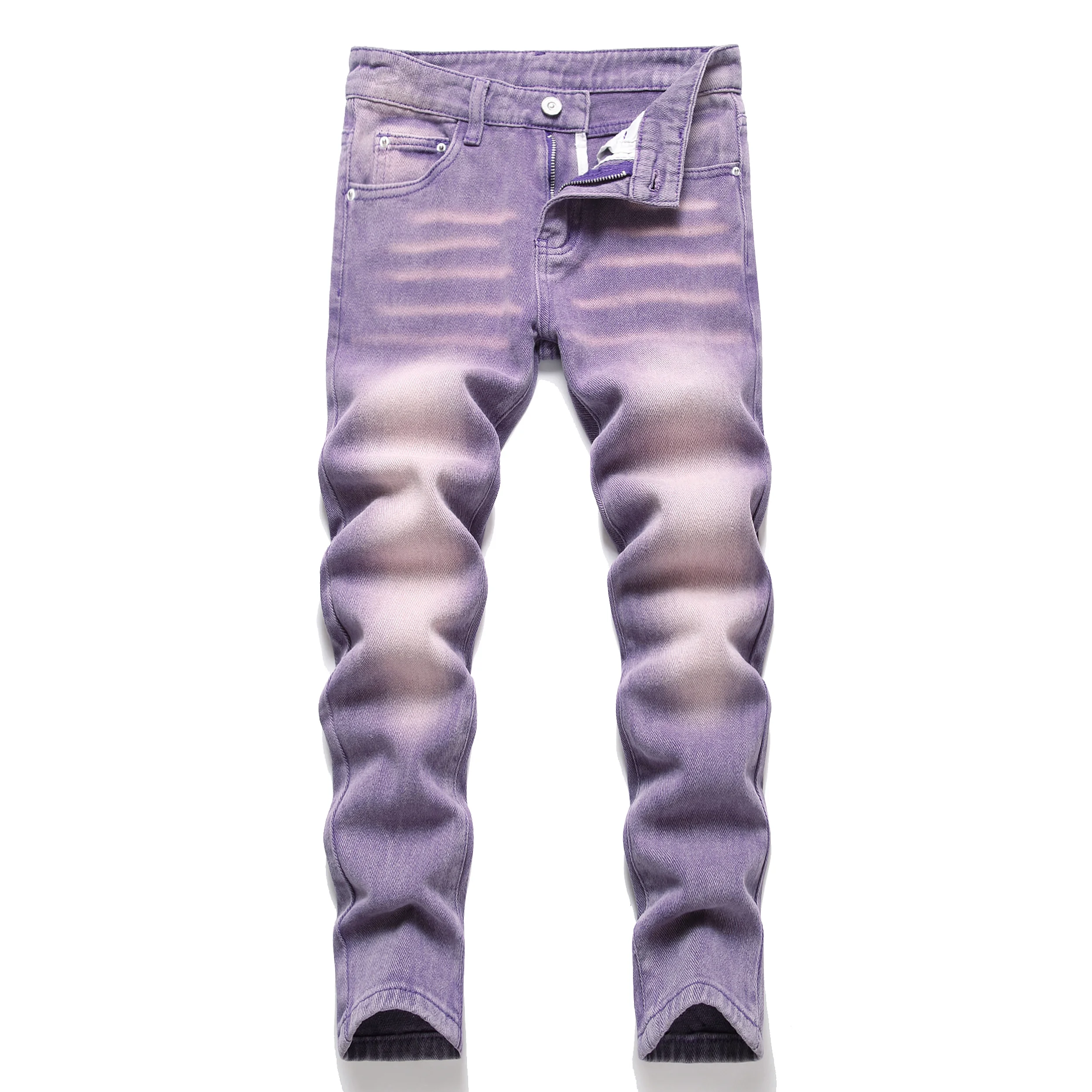 

Boy's Skinny Fit Ripped Distressed Stretch Fashion Denim Jeans Pants Kids Dnim PurpleTrousers