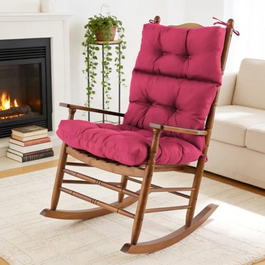 

Подушка для кресла-качалки, водонепроницаемая и устойчивая к выцветанию, для кресел Адирондак, для использования в помещении/на улице, с высокой спинкой, из пены с эффектом памяти