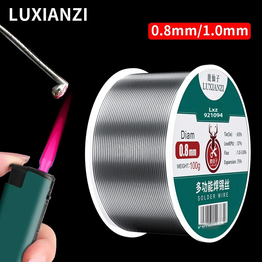 LUXIANZI 0.8/1.0mm Lighter Soldering Tin Wire Stainless Steel Copper Nickel Battery Pole Piece Welding Rosin Core Solder Wire