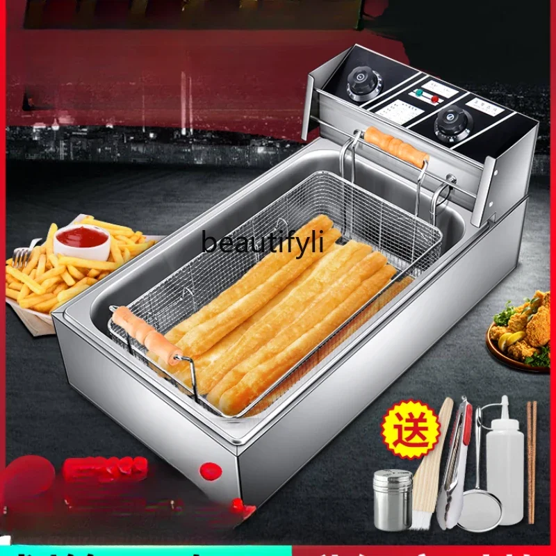 

Commercial large fryer, deep fryer, large single cylinder, fritters, snack fryer, stall