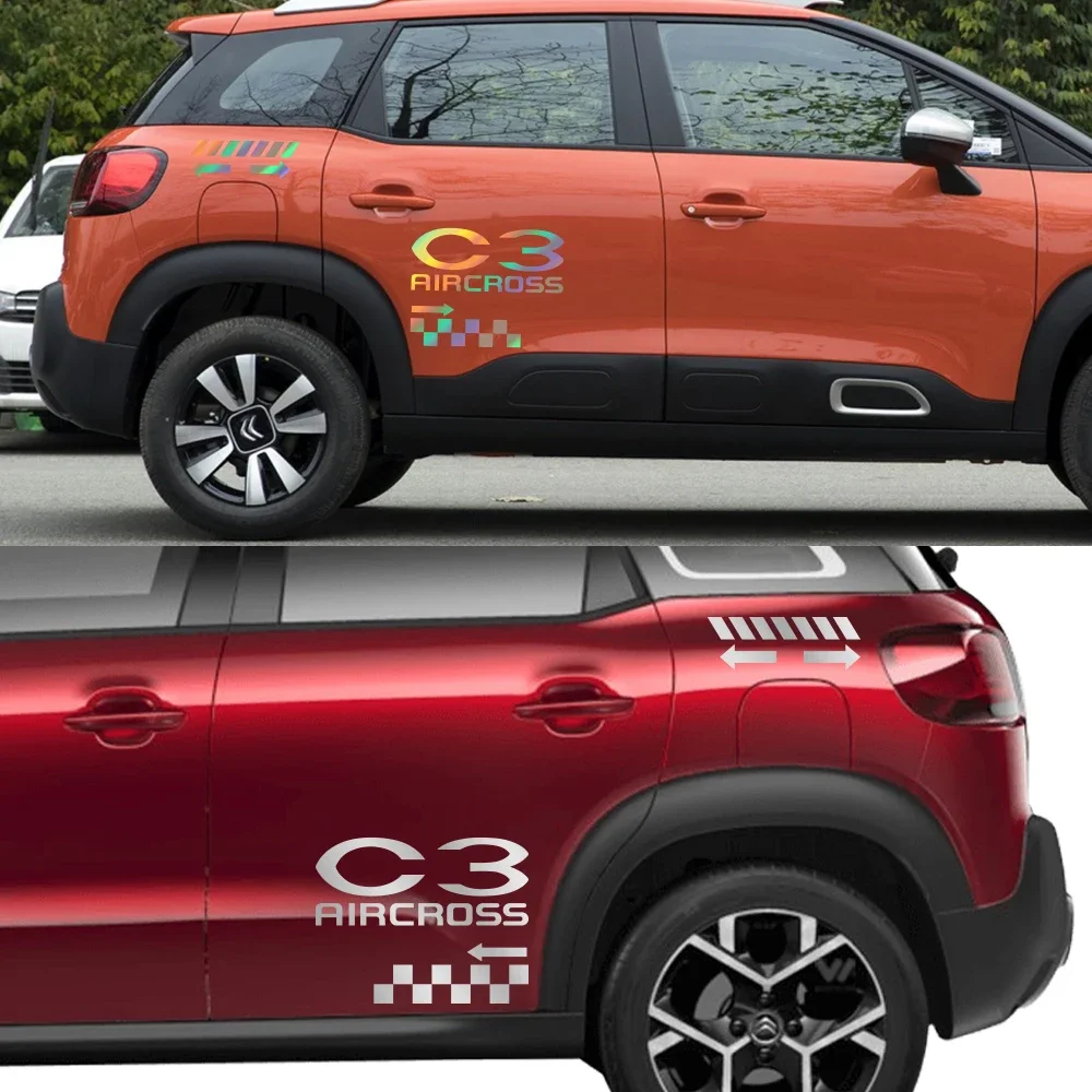 For Citroen C3 Aircross Car Side Stickers Racing Sport Lattice Graphics Vinyl Film Decals Decoration Auto SUV Tuning Accessories