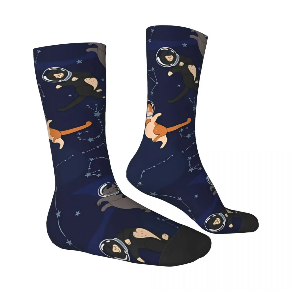 Space Meows Funny Cat Socks Male Mens Women Spring Stockings Printed