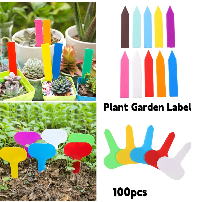 

100 шт., этикетки для садовых растений, ПВХ-бирки для растений, маркеры для детских комнат, цветочные горшки, этикетки для рассады, лоток, инструменты для отметки, горшок, водонепроницаемые, красочные