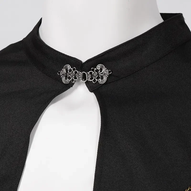 ZA01 عباءة ملكية أوروبية من العصور الوسطى مع وسادات كتف، ستارة خرز كلاسيكية للرجال والنساء، عباءة بغطاء للرأس بسلسلة تروس PerformZa0@