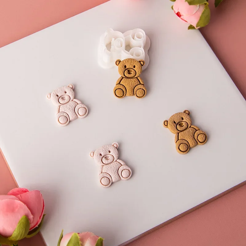 Cartoon Bear Polymer Clay Cutter Cute Bear Earring Soft Pottery Clay Molds DIY Earring Jewelry Pendant Making Clay Cutting Tools