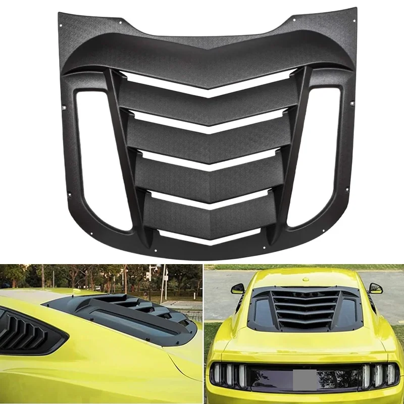 Rear Window Louvers in Matte Black fits Compatible for Ford Mustang 2015 2016 2017 2018 2019 2020 2021