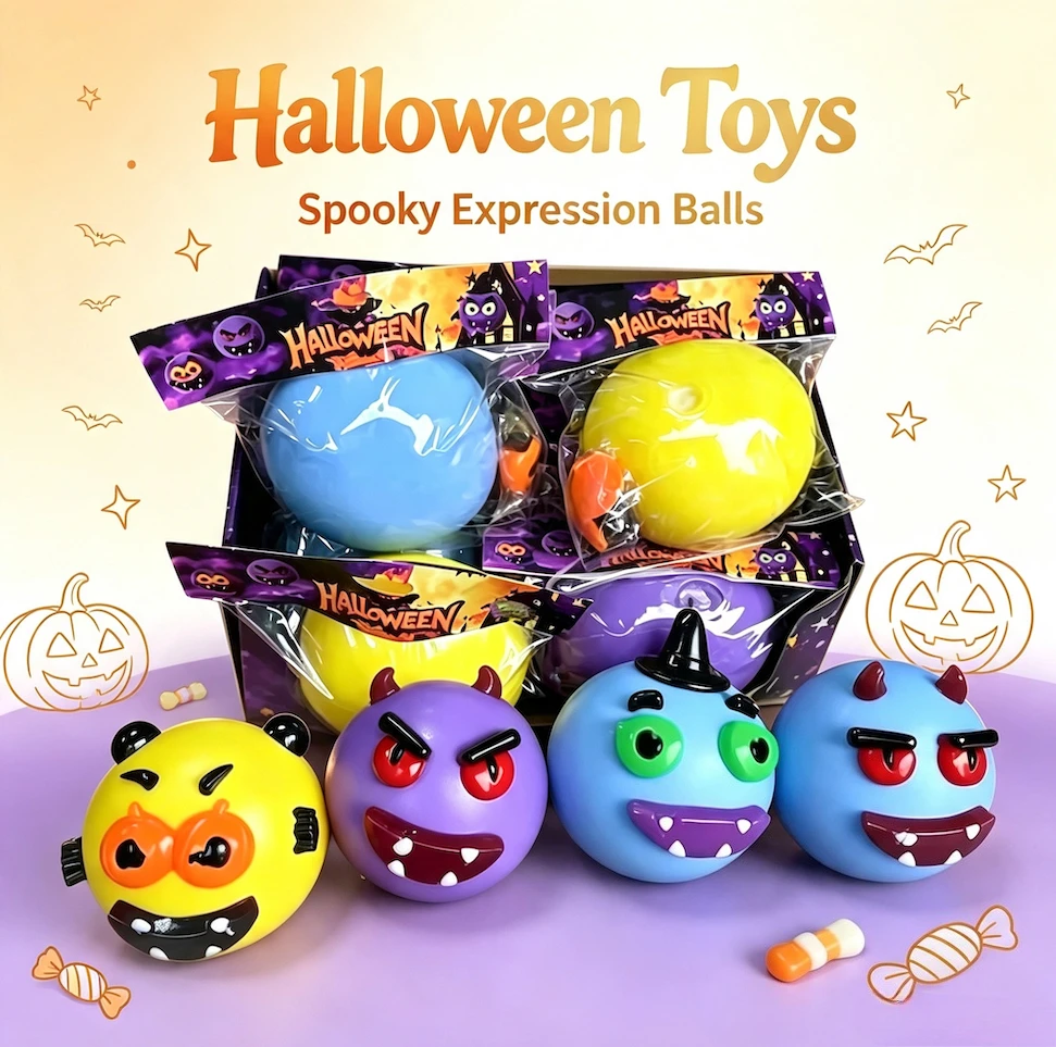 Halloween monster face squeeze ball, can be used as a Halloween party gift, decompression effect is good