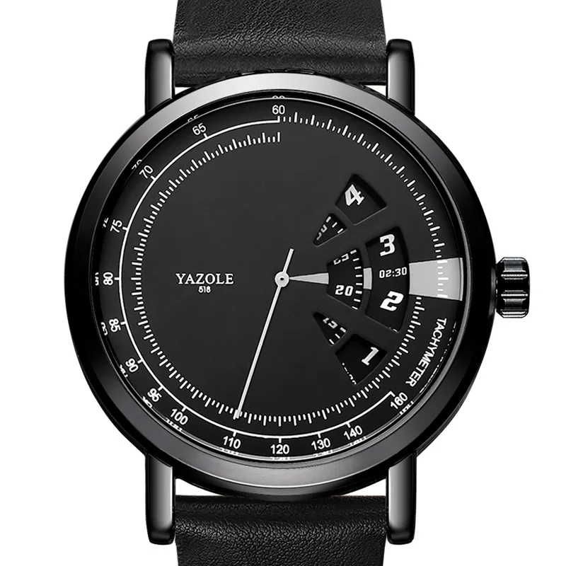 

YAZOLE Fashion Men Watch Simple Casual Quartz Wristwatches PU Strap Turntable Design Male Clock Student Watches Waterproof