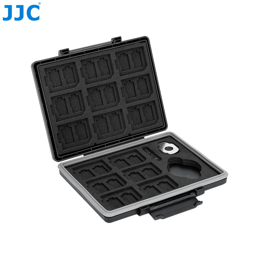 JJC 45 Slots Memory Card Case Holder Wallet Organizer for 15 TF Micro SD MSD + 30 SD SDXC SDHC Card 1 Airtag Storage Box Keeper