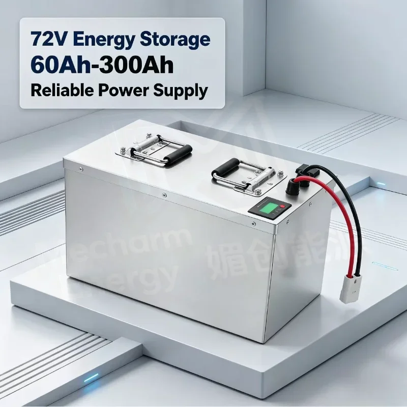 72V Rechargeable Grade A LiFePO4 Battery Unit,50Ah-250Ah, Integrated Smart BMS, Deep Cycle, for 3KW-14KW E-Vehicle & Outdoor Pow