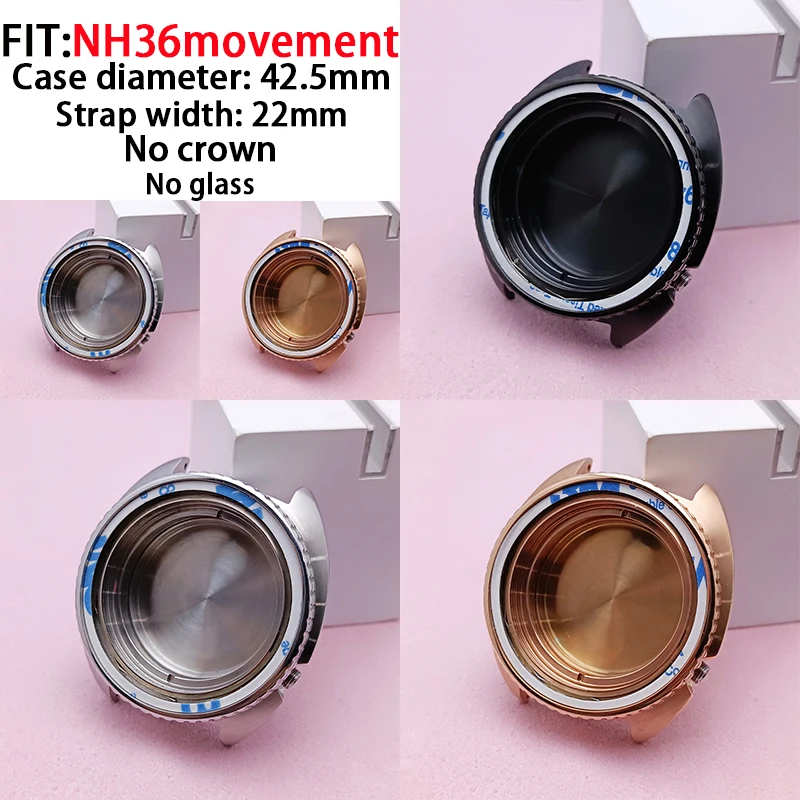 

42.5mm Watch Steel case FIT NH36 Movement Watch Accessories 22mm steel strap sapphire glass watch case