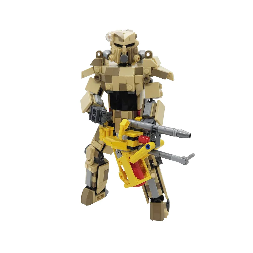 Gobricks MOC Building Blocks Desert CamoS T-45 Power ArmorS Model Pip-Boy Cymbals Monkey Mech Robot Eyebots Bricks Toy Kids Gift