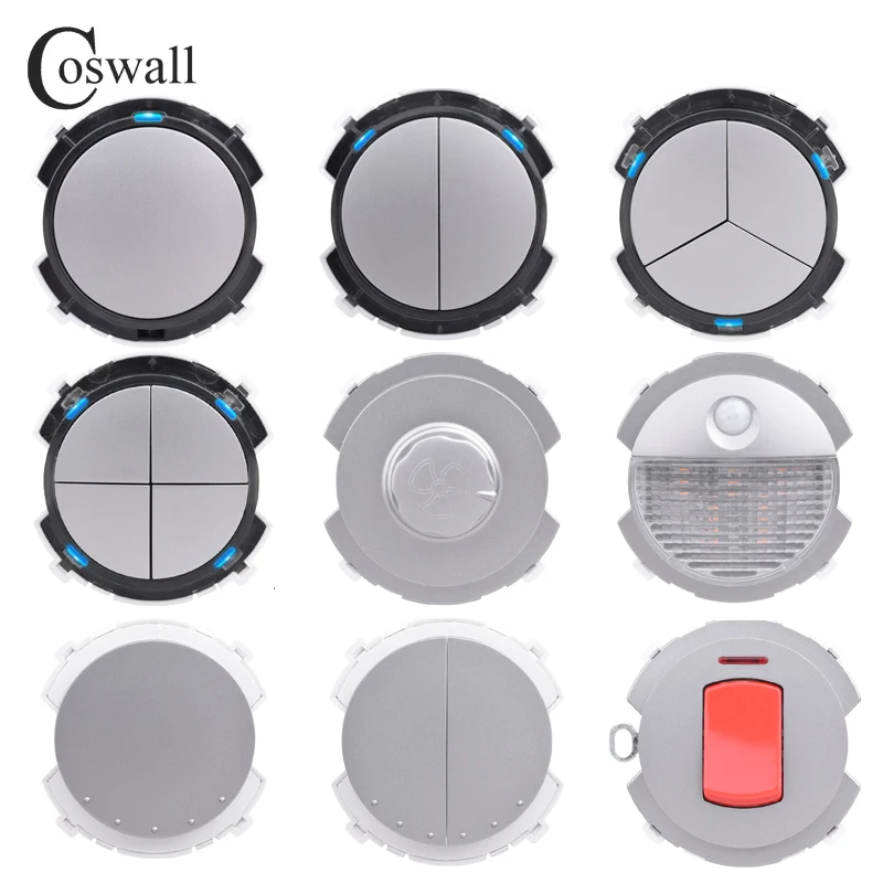 Coswall r11 r12 cinza pulso botão dimmer 20a aquecedor de água passo intermediário interruptor de luz parede comutado módulo diy